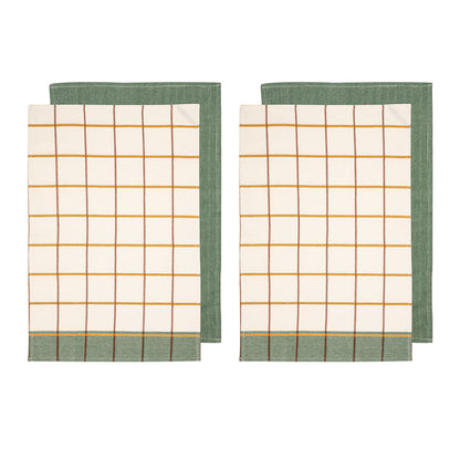 Ladelle Set of 4 Retreat Cotton Kitchen Tea Towels 50 x 70 cm Green V442-LDE-TEAT-RETREATSETOF4-GREEN-RE