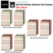 Ladelle Set of 6 Sanctuary Cotton Kitchen Tea Towels 50 x 70 cm Rust V442-LDE-TEAT-SANCTUARYSETOF6-RUST-RE