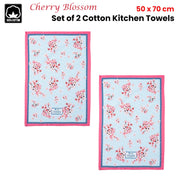 Ashdene Set of 2 Cherry Blossom Cotton Kitchen Tea Towels 50 x 70 cm V442-LDE-TEAT-SETOF2CHERRYBLOSSOM-PINK-RE