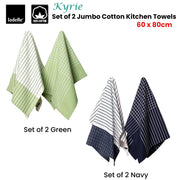 Ladelle Kyrie Cotton Set of 2 Jumbo Kitchen Towels 60 x 80 cm Navy V442-LDE-TEAT-SETOF2KYRIEJUMBO-NAVY-RE