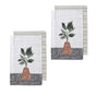 Ladelle Revive Plants Set of 4 Cotton Kitchen Towels Brown Pot V442-LDE-TEAT-SETOF4REVIVEPLANTS-BROWN-RE