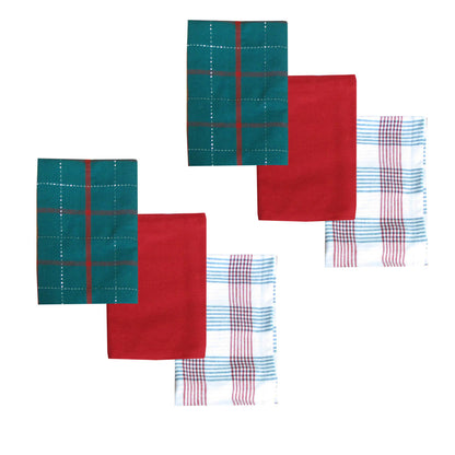 Ladelle Brick Set of 6 Cotton Kitchen Towels Red Design 5 V442-LDE-TEAT-SETOF6BRICKDEISGN5-RED-RE