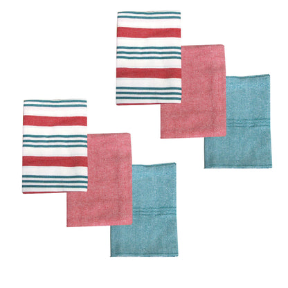 Ladelle Brick Set of 6 Cotton Kitchen Towels Red Design 8 V442-LDE-TEAT-SETOF6BRICKDEISGN8-RED-RE