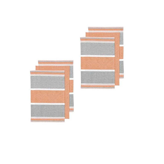 Ladelle Revive Block Woven Set of 6 Cotton Kitchen Towels Coral V442-LDE-TEAT-SETOF6REVIVEBLOCK-CORAL-RE