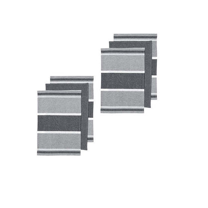 Ladelle Revive Block Woven Set of 6 Cotton Kitchen Towels Grey V442-LDE-TEAT-SETOF6REVIVEBLOCK-GREY-RE