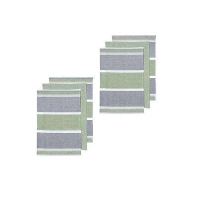 Ladelle Revive Block Woven Set of 6 Cotton Kitchen Towels Sage V442-LDE-TEAT-SETOF6REVIVEBLOCK-SAGE-RE