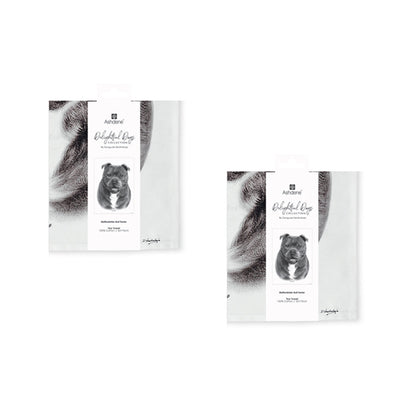 Set of 2 Delightful Dogs Cotton Kitchen Tea Towels 50 x 70 cm Staffy Terrier V442-LDE-TEAT-STAFFYTERRIERSETOF2-WHITE-RE