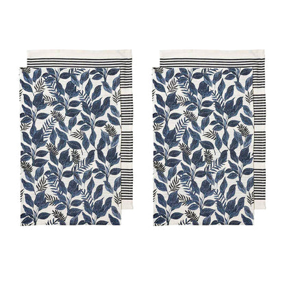 Ladelle Tierra Set of 4 Cotton Kitchen Towels Navy V442-LDE-TEAT-TIERRASETOF4-NAVY-RE