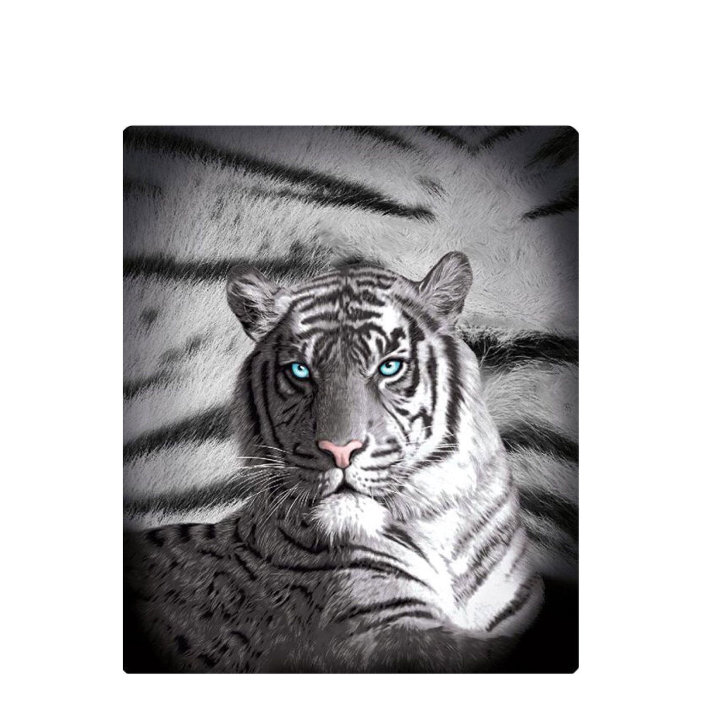 Just Home Blue Eyes Stripes Tiger Polar Fleece Throw Rug V442-LDE-THROW-BLUEEYESSTRIPES-BLACK-RE