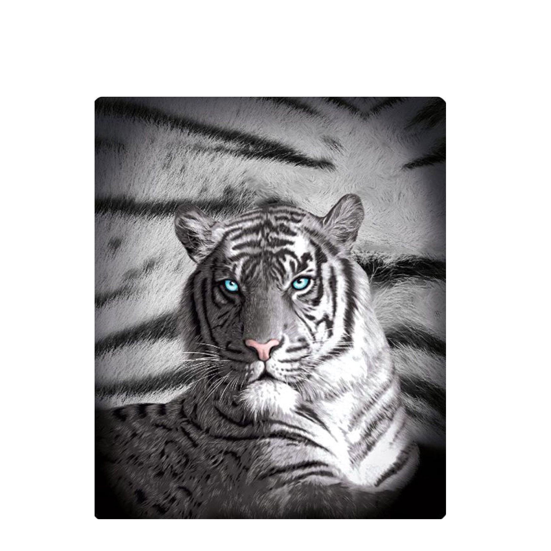 Just Home Blue Eyes Stripes Tiger Polar Fleece Throw Rug V442-LDE-THROW-BLUEEYESSTRIPES-BLACK-RE