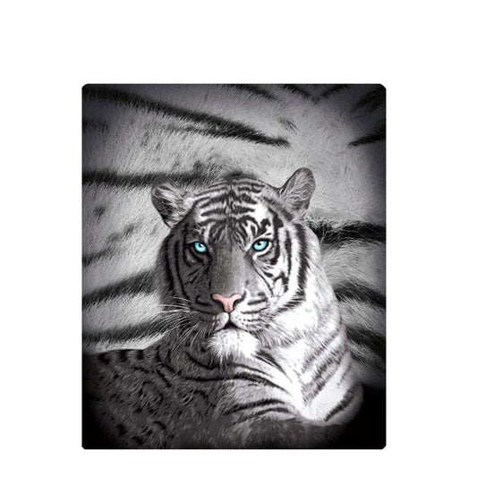 Just Home Blue Eyes Stripes Tiger Polar Fleece Throw Rug V442-LDE-THROW-BLUEEYESSTRIPES-BLACK-RE
