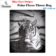Just Home Blue Eyes Stripes Tiger Polar Fleece Throw Rug V442-LDE-THROW-BLUEEYESSTRIPES-BLACK-RE