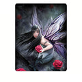 Anne Stoke Rose Fairy Polar Fleece Throw V442-LDE-THROW-ROSEFAIRY-BLACK-RE