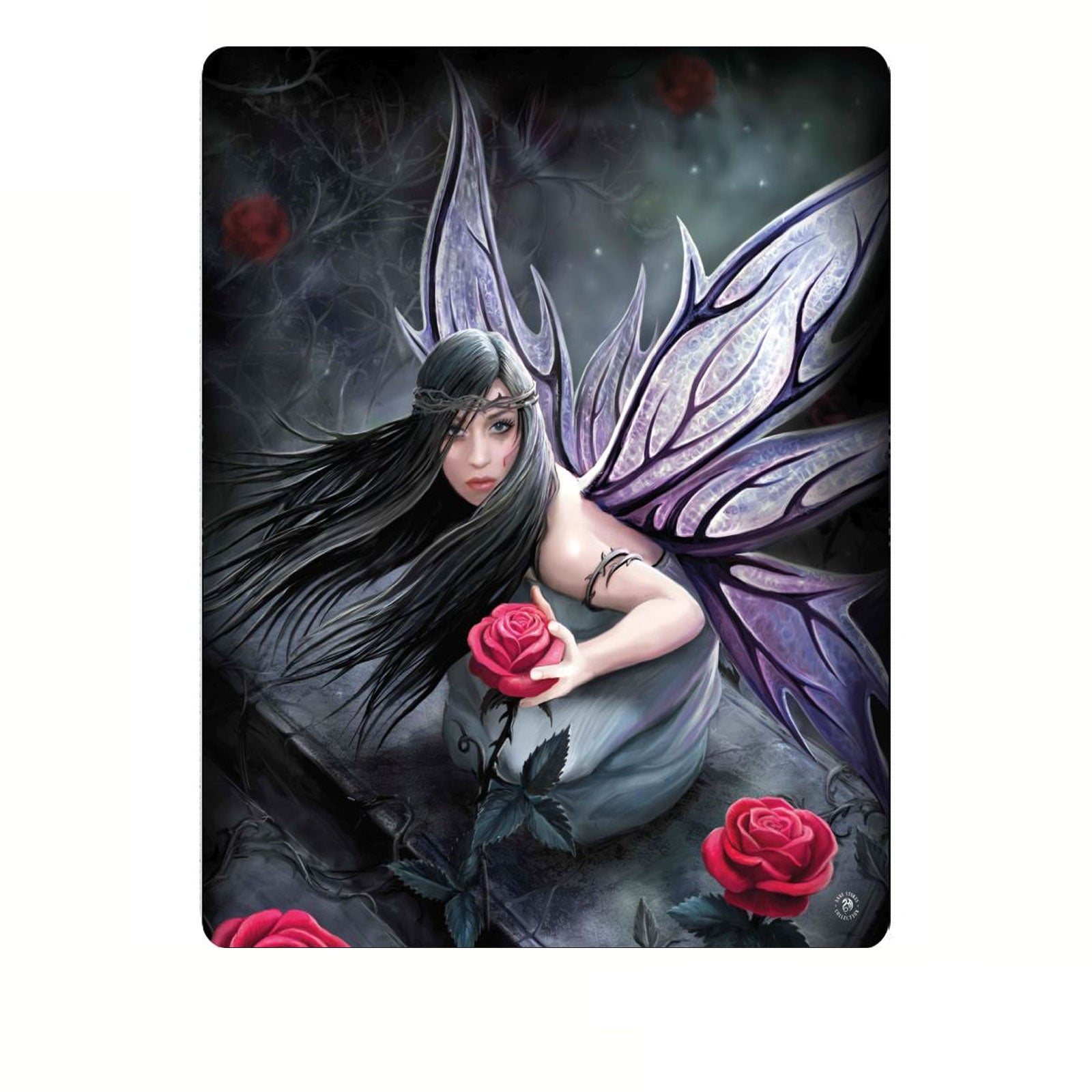 Anne Stoke Rose Fairy Polar Fleece Throw V442-LDE-THROW-ROSEFAIRY-BLACK-RE