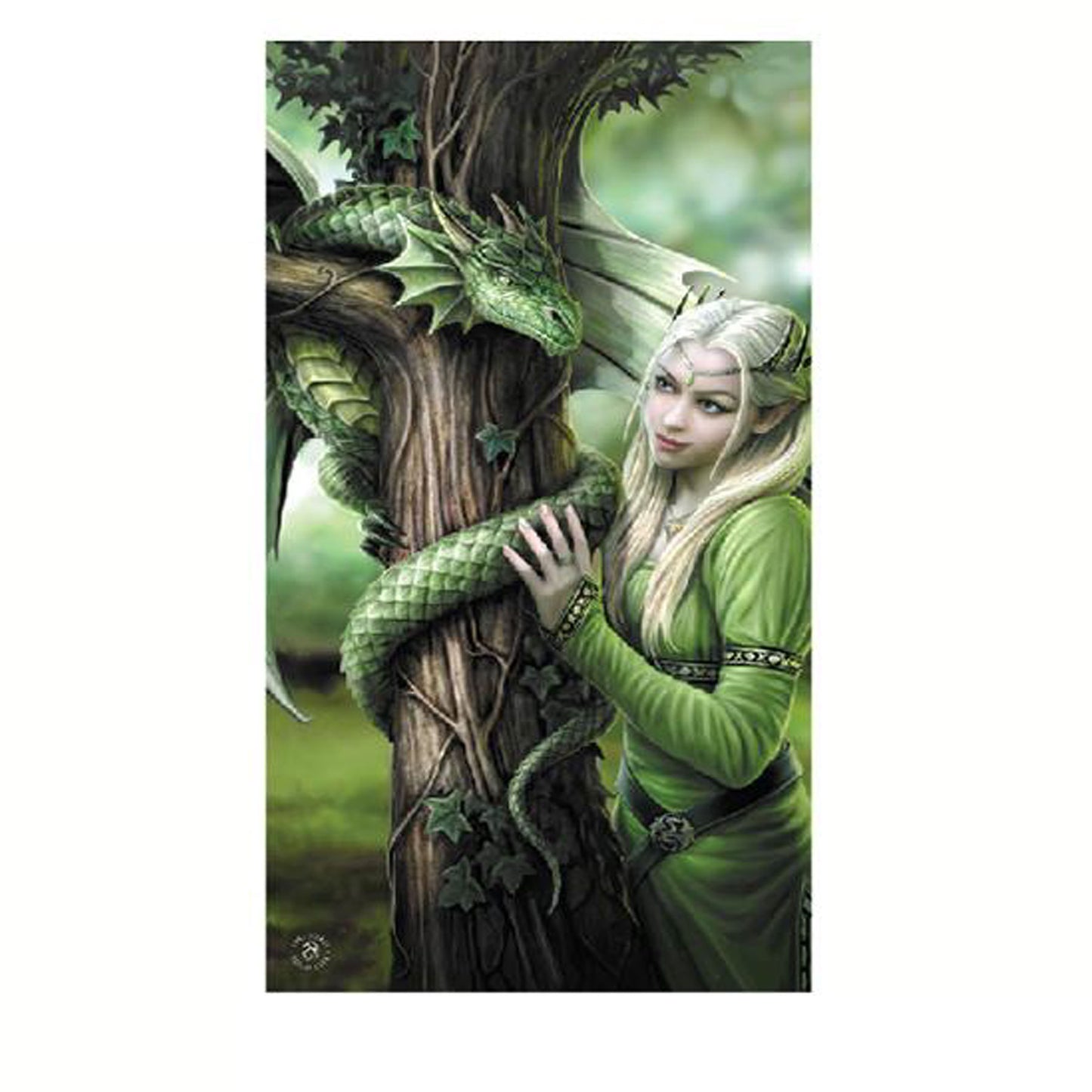 Anne Stokes Kindred Spirits Beach Towel V442-LDE-TOWEL-KINDREDSPIRITS-GREEN-RE