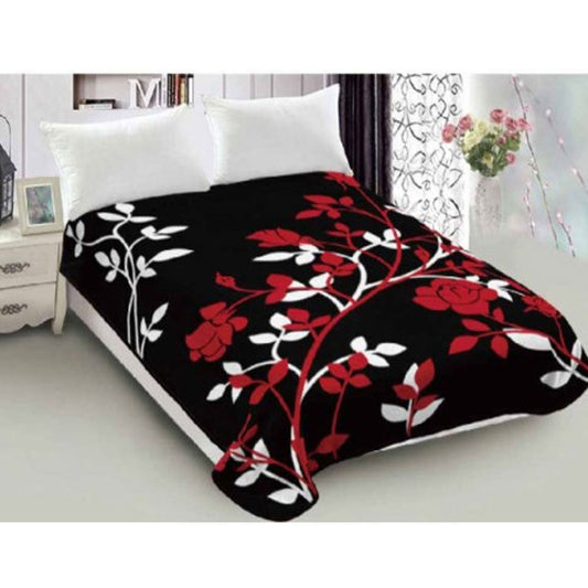 Lylac Homewares 800GSM Luxury Reversible Mink Blanket Flore Queen V442-LYL-BLANKET-2024FLORE-BLACK-QS