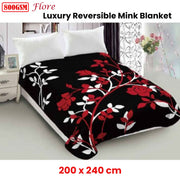 Lylac Homewares 800GSM Luxury Reversible Mink Blanket Flore Queen V442-LYL-BLANKET-2024FLORE-BLACK-QS