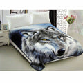 800GSM Luxury Reversible Animal Pattern Mink Blanket Queen 200 x 240 cm Wild Wolf V442-LYL-BLANKET-2025WILDWOLF-GREY-QS