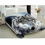 800GSM Luxury Reversible Animal Pattern Mink Blanket Queen 200 x 240 cm Wild Wolf V442-LYL-BLANKET-2025WILDWOLF-GREY-QS