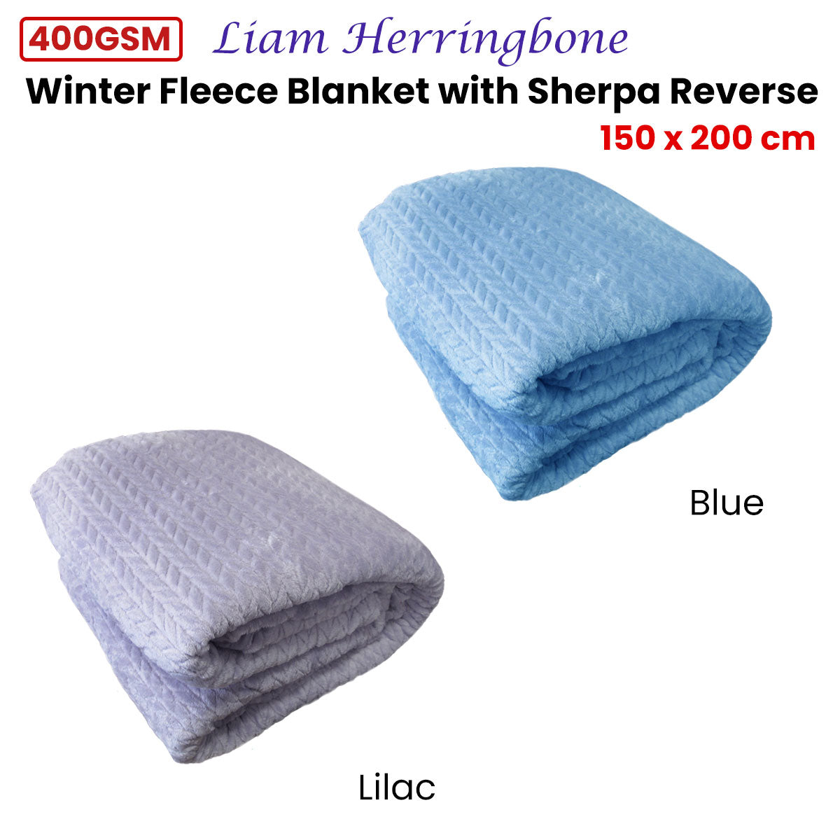 Ardor Liam Lilac Winter Fleece Blanket with Sherpa Reverse 150x200cm V442-LYL-BLANKET-LIAM-LILAC-RE
