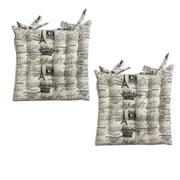 Set of 2 Cotton Cover Chair Pads 40 x 40 cm Eiffel Tower V442-LYL-CHAIRC-SETOF2EIFFELTOWER-BEIGE-SQ