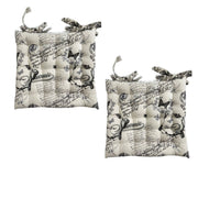 Set of 2 Cotton Cover Chair Pads 40 x 40 cm French Vintage Lettering V442-LYL-CHAIRC-SETOF2FRENCHLETTERING-BEIGE-SQ