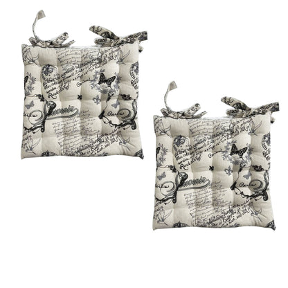 Set of 2 Cotton Cover Chair Pads 40 x 40 cm French Vintage Lettering V442-LYL-CHAIRC-SETOF2FRENCHLETTERING-BEIGE-SQ