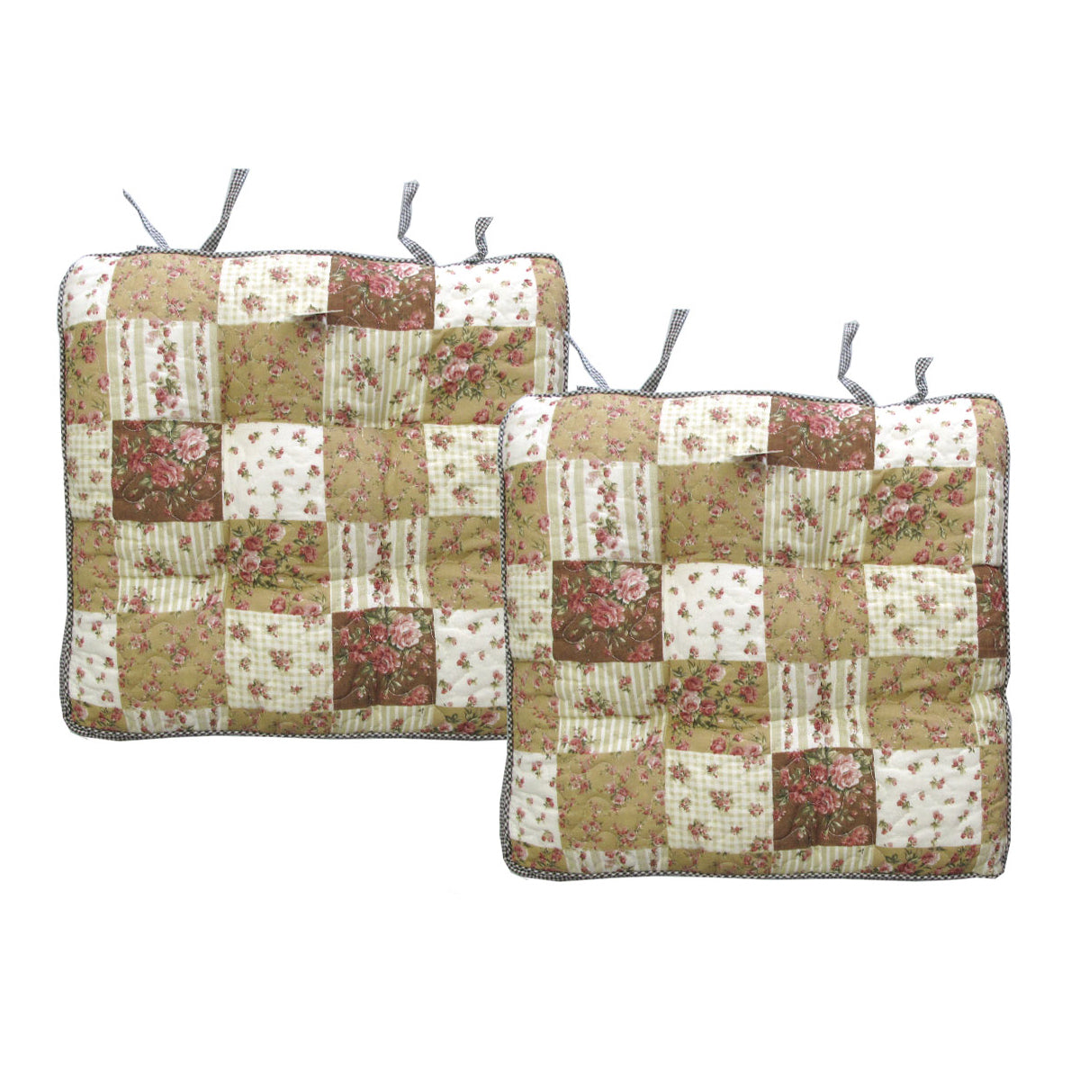 Lylac Homewares Petal Delights Set of 2 Cotton Chair Pads Mia Brown V442-LYL-CHAIRCU-SETOF2MIA-BROWN-SQ