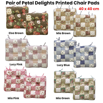 Lylac Homewares Petal Delights Set of 2 Cotton Chair Pads Mia Brown V442-LYL-CHAIRCU-SETOF2MIA-BROWN-SQ