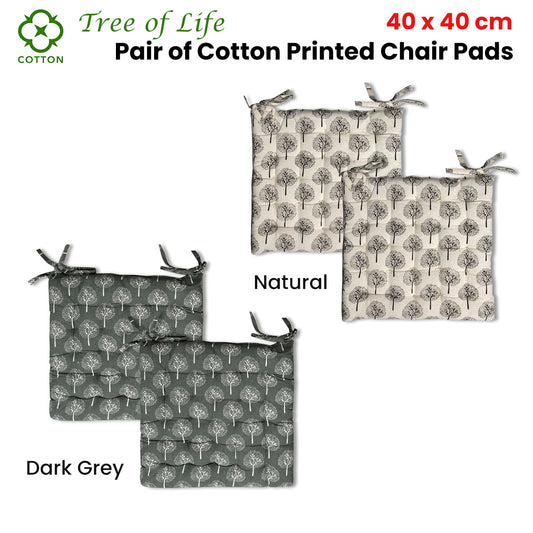 Lylac Homewares Tree of Life Set of 2 Cotton Chair Pads Dark Grey V442-LYL-CHAIRCU-SETOF2TREEOFLIFE-DARKGREY-SQ