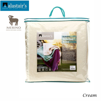 Alastairs 375GSM Australian Merino Wool Blanket Cream - Double V442-MFL-BLANKET-WOOL-CREAM-DS