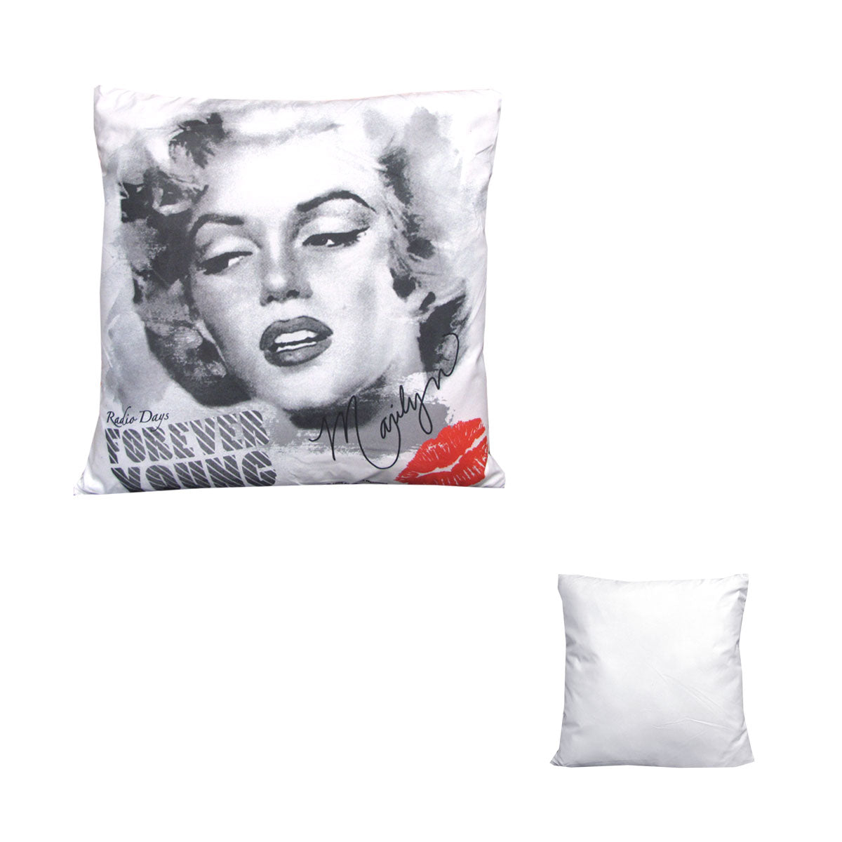 Marilyn Monroe Forever Young Square Filled Cushion 43 x 43 cm V442-MFL-CUSHION-FOREVERYOUNG-WHITE-SQ
