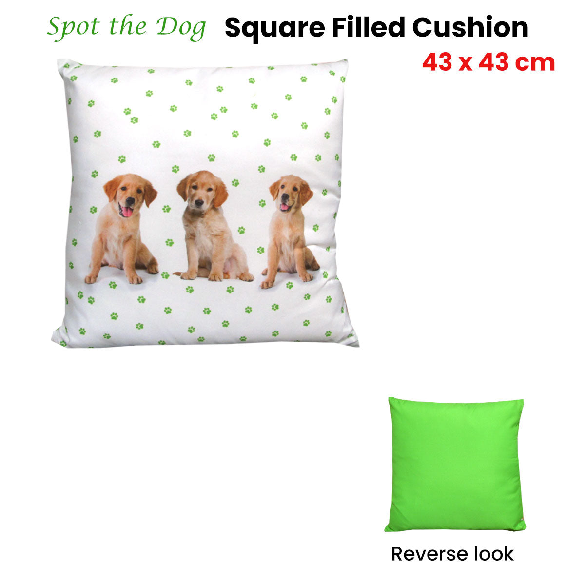 Georges Fine Linens Georges Fine Linens Spot the Dog Square Filled Cushion 43 x 43 cm V442-MFL-CUSHION-SPOTTHEDOG-WHITE-SQ