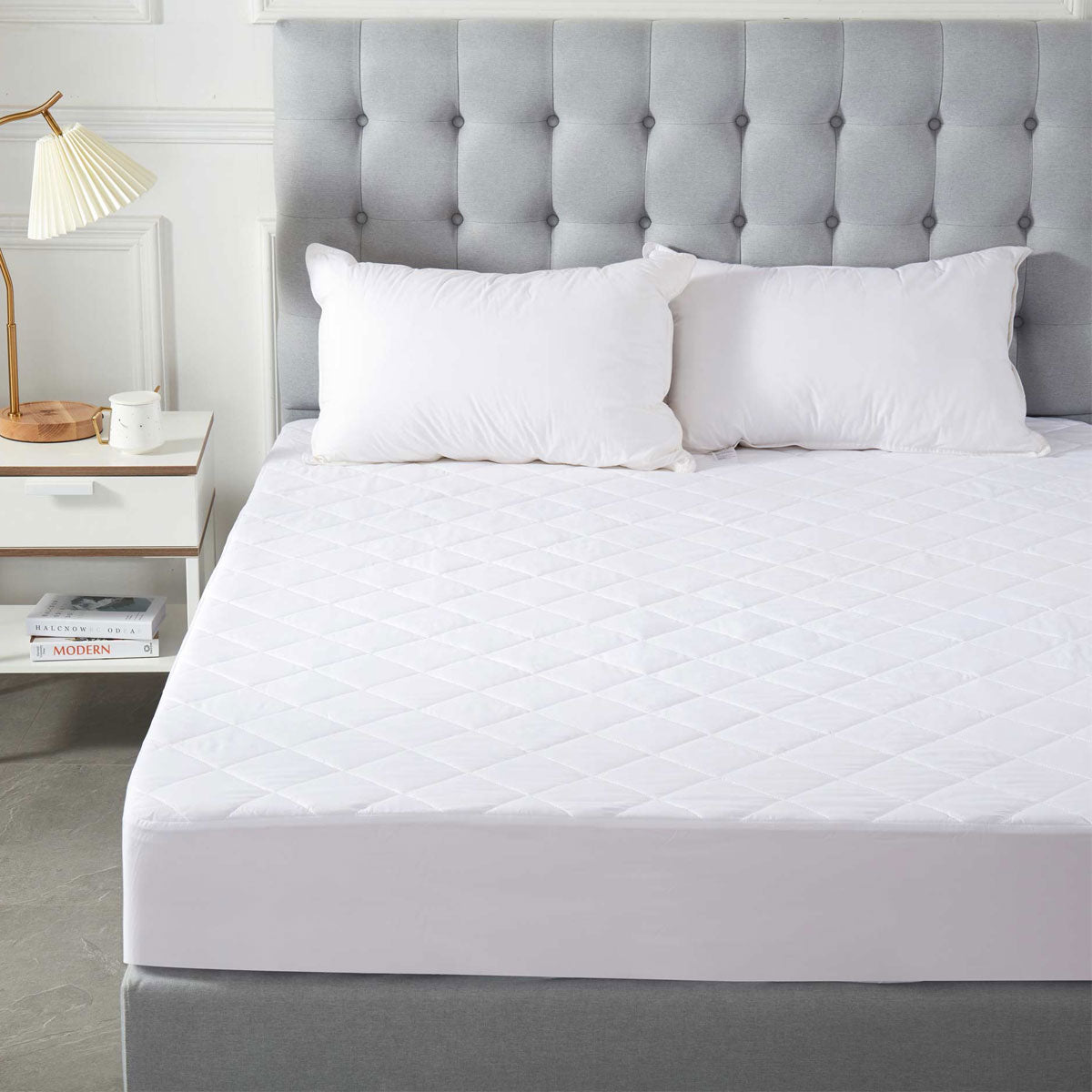 Soho Collection Quilted Microfibre Fitted Mattress Protector 38cm Wall King Single V442-MFL-MATTRESSP-SOHOMICROFIBRE-WHITE-KS