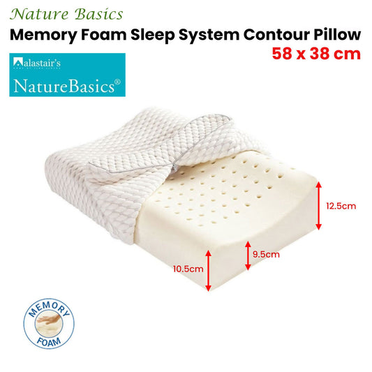Alastairs Nature Basics Memory Foam Contour Standard Pillow 38 x 58cm V442-MFL-PILLOW-MEMORYCONTOUR-NATURAL-ST
