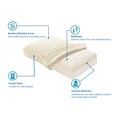 Alastairs Nature Basics Sleep System Memory Foam Gusset Pillow 65 x 40 x 13cm V442-MFL-PILLOW-MEMORYGUSSET-NATURAL-ST