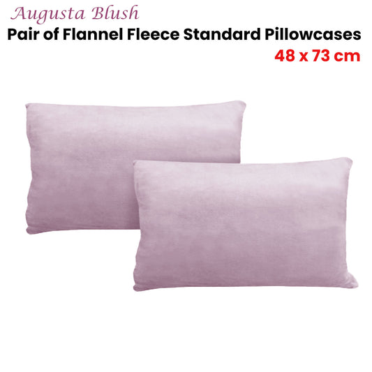 Alastairs Augusta Blush Pair of Flannel Fleece Standard Pillowcases V442-MFL-PILLOWC-AUGUSTA-BLUSH-ST