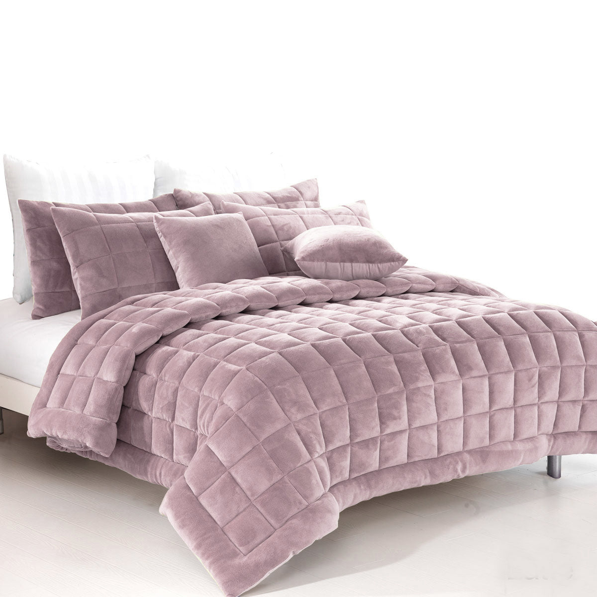 Alastairs Augusta Faux Mink Quilt / Comforter Set Blush Double V442-MFL-QUILT-AUGUSTAMINK-BLUSH-DS