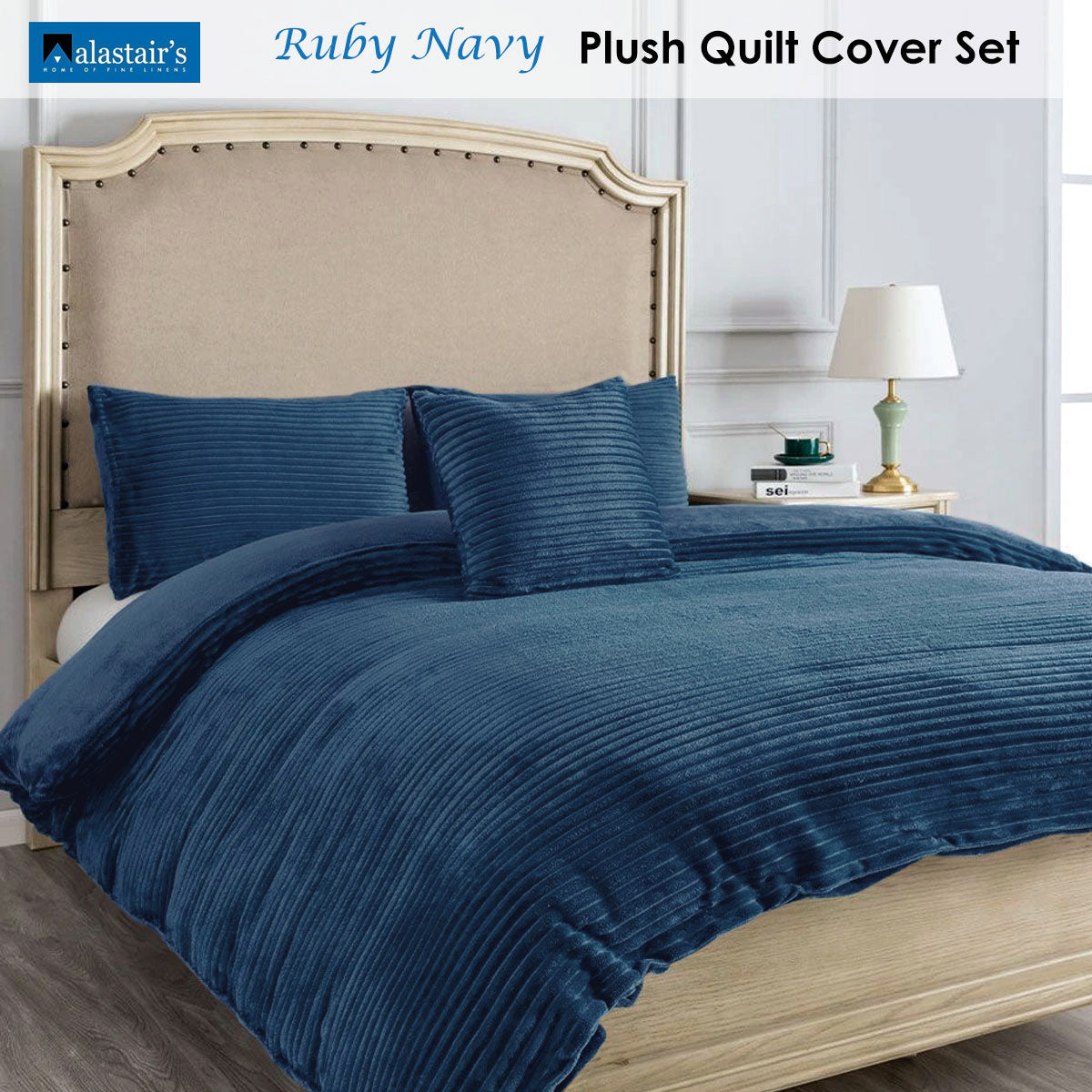 Alastairs Ruby Navy Quilt Cover Set Double V442-MFL-QUILTCS-RUBY-NAVY-DS