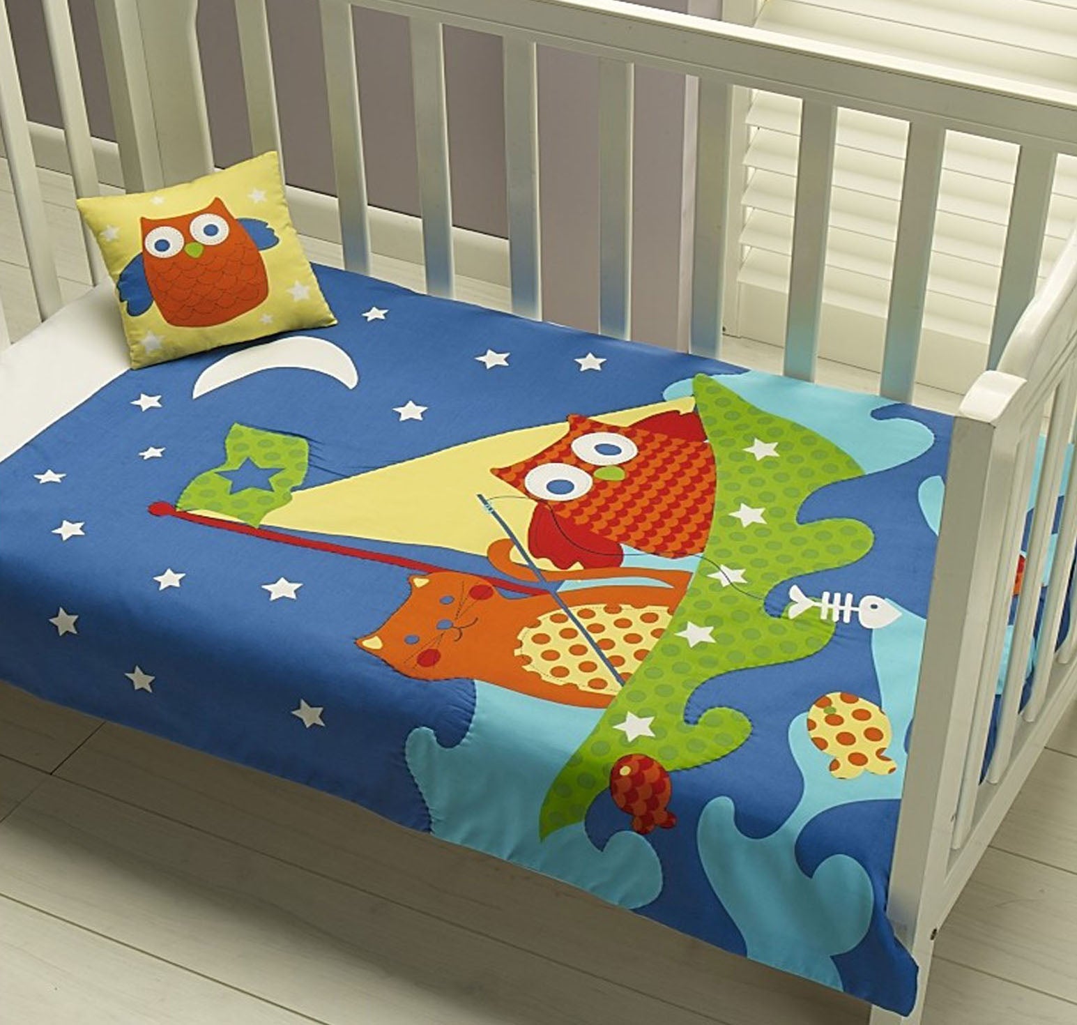 Jiggle & Giggle Owl Cat Comforter + Cushion V442-PIL-COMFORTER-OWL-MULTI-COT