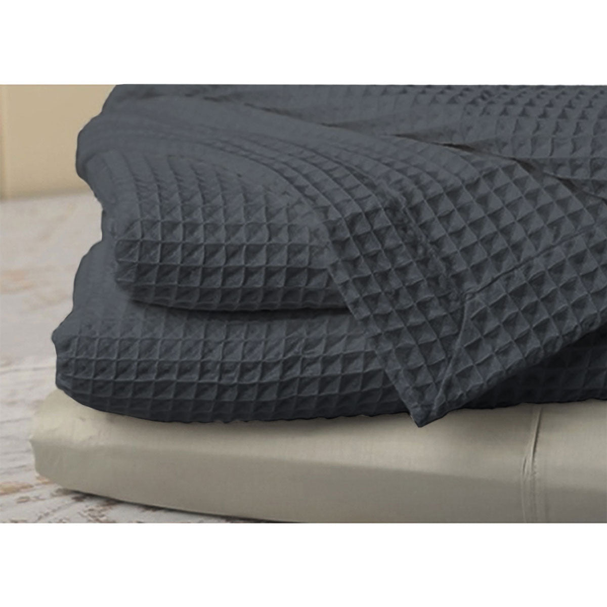 Jenny Mclean Ardent Premium Super Soft Cotton Waffle Blanket Charcoal Queen V442-RAN-BLANKET-ARDENTWAFFLE-CHARCOAL-QS