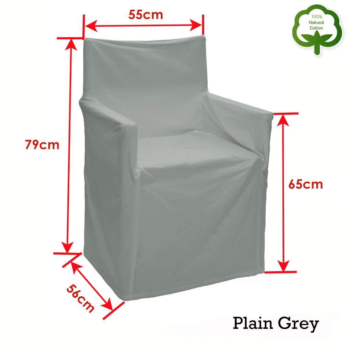 Rans Alfresco 100% Cotton Director Chair Cover - Plain Grey V442-RAN-COUCHC-DIRECTORPLAIN-GREY-SH