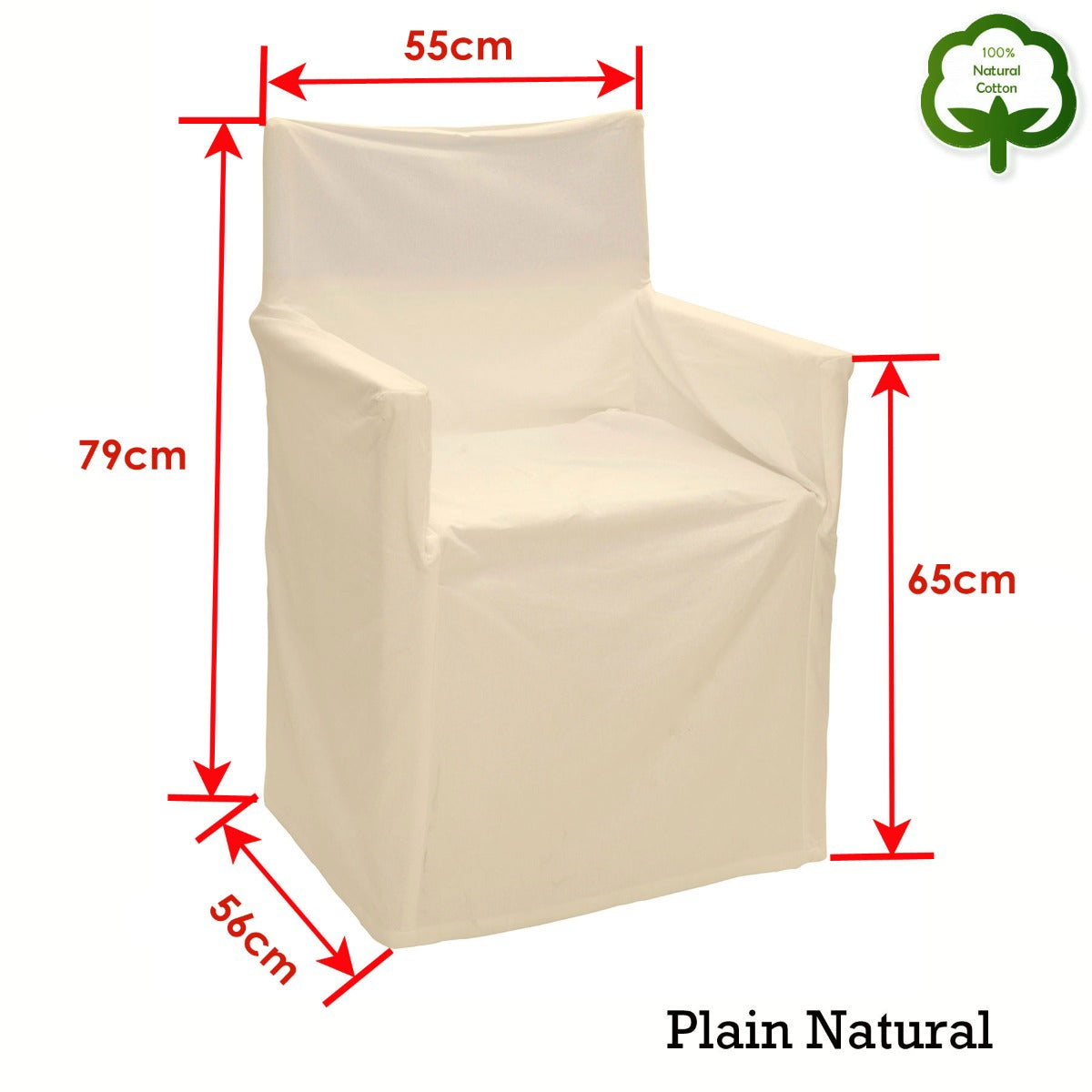 Rans Alfresco 100% Cotton Director Chair Cover - Plain Natural V442-RAN-COUCHC-DIRECTORPLAIN-NATURAL-SH