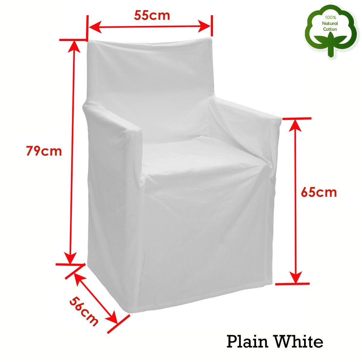 Rans Alfresco 100% Cotton Director Chair Cover - Plain White V442-RAN-COUCHC-DIRECTORPLAIN-WHITE-SH