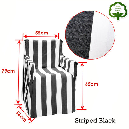 Rans Alfresco 100% Cotton Director Chair Cover - Striped Black V442-RAN-COUCHC-DIRECTORSTRIPED-BLACK-SH
