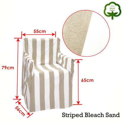 Rans Alfresco 100% Cotton Director Chair Cover - Striped Bleach Sand V442-RAN-COUCHC-DIRECTORSTRIPED-BLEACHSAND-SH