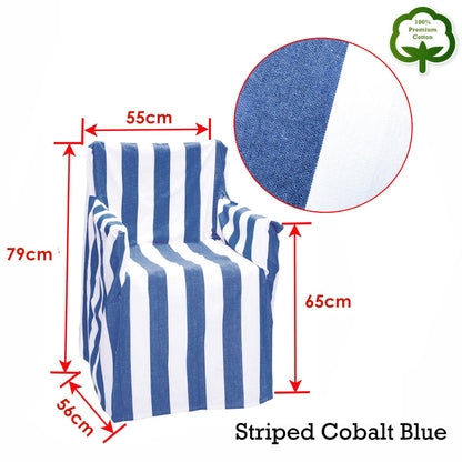 Rans Alfresco 100% Cotton Director Chair Cover - Striped Cobalt Blue V442-RAN-COUCHC-DIRECTORSTRIPED-COBALTBLUE-SH