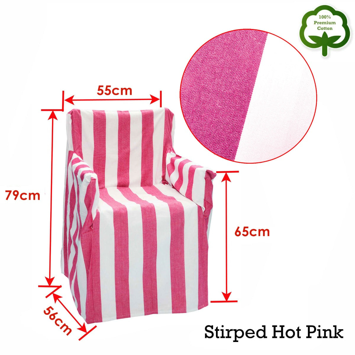 Rans Alfresco 100% Cotton Director Chair Cover - Striped Hot Pink V442-RAN-COUCHC-DIRECTORSTRIPED-HOTPINK-SH