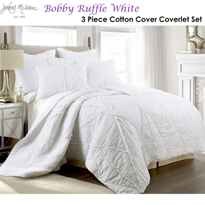 Jenny Mclean Bobby Ruffle White 3 Piece Coverlet Set Super King V442-RAN-COVERLET-BOBBYRUFFLE-WHITE-SK