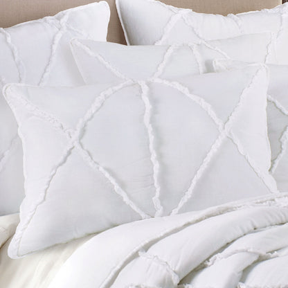 Jenny Mclean Bobby Ruffle White 3 Piece Coverlet Set Super King V442-RAN-COVERLET-BOBBYRUFFLE-WHITE-SK